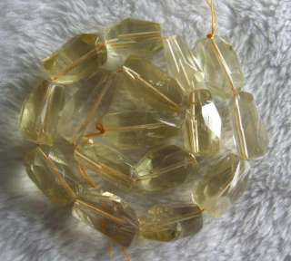 Yellow Citrine Faceted Freeform Beads 13x22mm 15  
