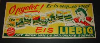Old c.1940s Belgian SOUP Store SIGN / POSTER   Liebig  