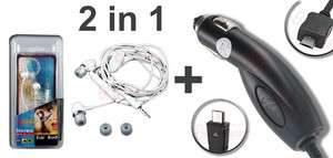 2in1 Car Charger+Handsfree Headset For Tmobile Samsung Galaxy S II 