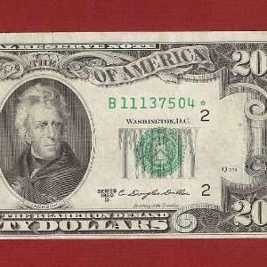 US CURRENCY 1950D★ $20 *NEW YORK* FRN *STAR* ~CHOICE VERY FINE~ Old 