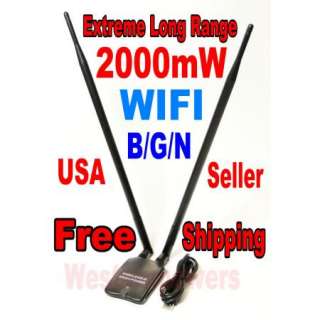 Extreme long range 2000mW 2W Wireless N USB WIFI 802.11 B/G/N Adapter 