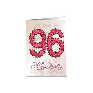  96th birthday card with roses and leaves Card Toys 