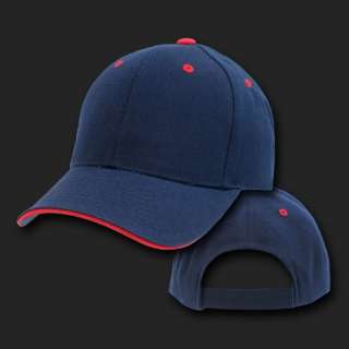 Navy Blue & Red Sandwich Visor Bill Blank Plain Baseball Ball Cap Hat 