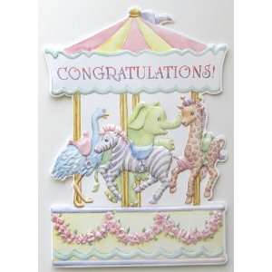  New Baby Greeting Card   Merry Go Round Health & Personal 