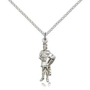    Sterling Silver 1in St Florian Pendant & 18in Chain Jewelry
