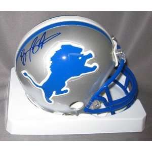 Barry Sanders Autographed Helmet   Replica   Autographed NFL Mini 