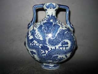 China antique delicate fascinating blue and white porcelain dragon 