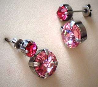 Swarovski l.rose/indian pink rivoli earrings  