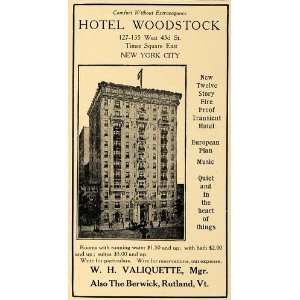  1907 Ad Hotel Woodstock New York Rates W.H. Valiquette 