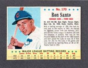1963 POST #170 Ron Santo CUBS Ex Mint  
