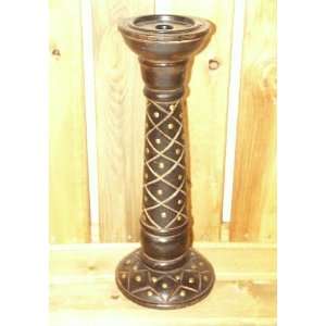  Criss Cross Lines and Dots Design Wooden Candle Holder 