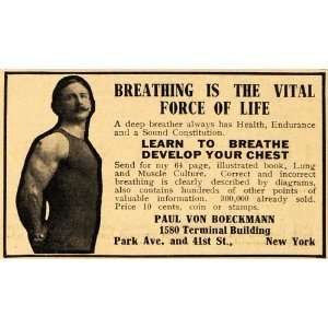  1911 Ad Learn Breathe Paul Von Boeckmann Develop Chest 