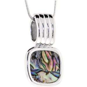  Silver Faux Abalone Square Necklace Jewelry