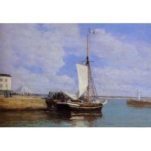   Port Docked Sailboat, By Boudin Eugène  