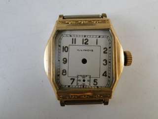 Vtg Stainless Steel 10K Gold Filled Illinois Watch Case Wristwatch 