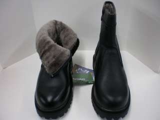 NIB Mens Peppergate Faux Fur Lined Leather Winter Boots Black  