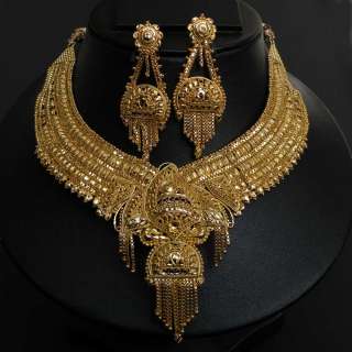 BOLLYWOOD INDIAN DESIGNER 22K GOLD PLATED BRIDAL SARI JEWELRY NECKLACE 