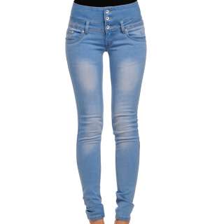 High Waist Skinny Stretch Denim Faded Blue Coloured Jeans Womens Size 