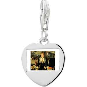   Manet Folies Bergere Art Photo Heart Frame Charm Pugster Jewelry