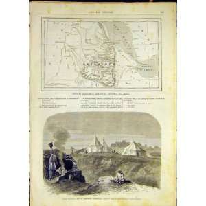 Map Abyssinia Egytpian Guard War French Print 1868