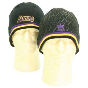   Lakers Reversible Fashion Winter Knit Hat   Black