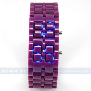 Faceless Lava Blue LED Digital Grape Acrylic Cuff Watch  