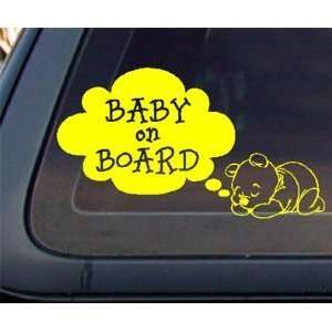  WINNIE THE POOH Bear Baby on Board Car   8 YELLOW   Vinyl 