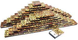 100 LEOPARD COTTON FILLED GIFT BOXES 3 1/2 X 3 1/2  