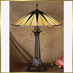 Tiffany Table Lamp, QZTF6668VB, 2 lights, Antique Bronze, 19 wide X 