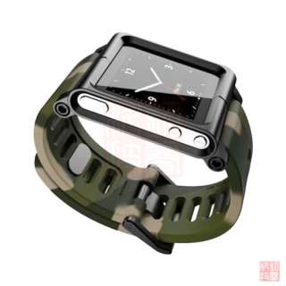 Army Green watch band Aluminum wrist Watch Black case Cover for ipod 