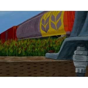  A Passing Train, Original Painting, Home Decor Artwork 