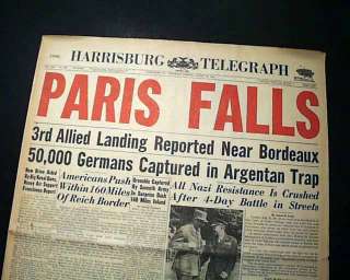   Nazis Retreat Allied Victory WORLD WAR II 1944 WWII Newspaper *  