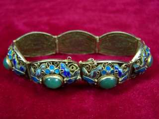 Chinese 1950s silver glass Bracelet g3077  