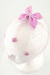 VINTAGE 50s Lilac FLOWER Couture Netted Birdcage Veil Wedding Demi HAT 