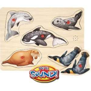  Aquatic Animals Wooden Puzzle w/ Sound Toys & Games