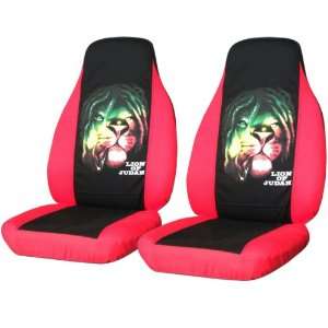  2 Red and Black Lion of Judah seat covers for a 2009 VW 