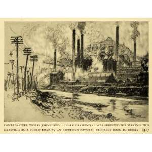  1925 Print Cambria Steel Works Johnstown Joseph Pennell 