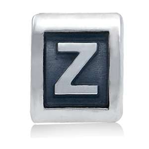 925 Sterling Silver Alphabet Letter A   Z European Bead  