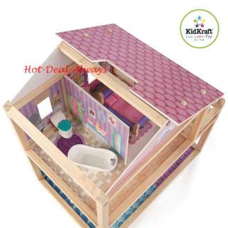 Kidkraft Wood Dollhouse And Doll Kit With Wooden Craft Furniture Kid 