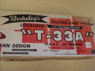 BERKELEY LOCKHEED T 33A USAF JET TRAINER FLYING MODEL AIRPLANE KIT 