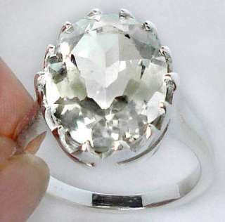 size 7 SLEEK WHITE TOPAZ OVAL 925 STERLING SILVER SOLITAIRE ARTISAN 