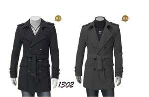   Mens UK Style High Quanlity Woolen Trench Coat 2 color/ 4 size  