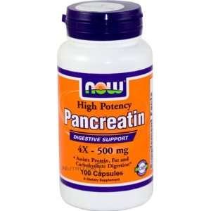  Now Pancreatin 4X 500mg, 100 Capsule Health & Personal 