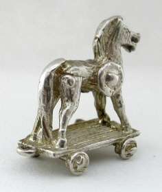 Vintage English Sterling Silver TROJAN HORSE Charm GREEK LEGEND  