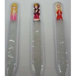  Crystal Glass Nail File With Cartoon Beauty, 5.5 Inches (5 