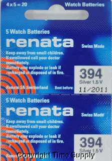 10 pcs 394 Renata Watch Batteries SR936SW FREE SHIP  