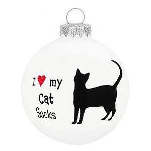  Personalized I ♥ My Cat Glass Ornament