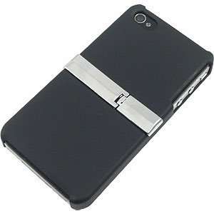   Rubberized Back Cover w/ Kickstand for iPhone 4, Black Electronics