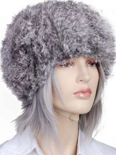 KH1852 Grey Womens 100% Rex Rabbit Fur Winter Hat  