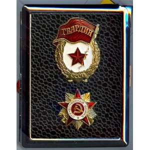  Russian Soviet Union Silvertone Cigarette Case with Built 